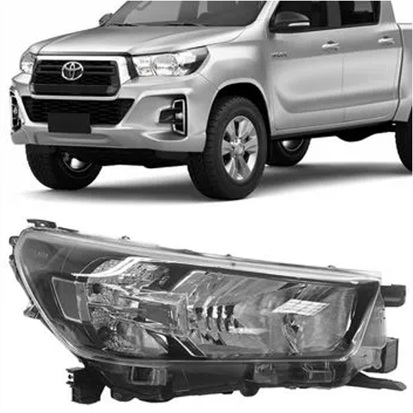 Farol Dianteiro Motorista Toyota Hilux 2021 a 2023 Máscara Cromada